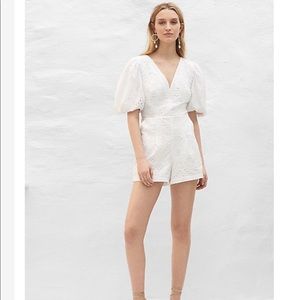 EXPRESS eyelet puff-sleeve romper